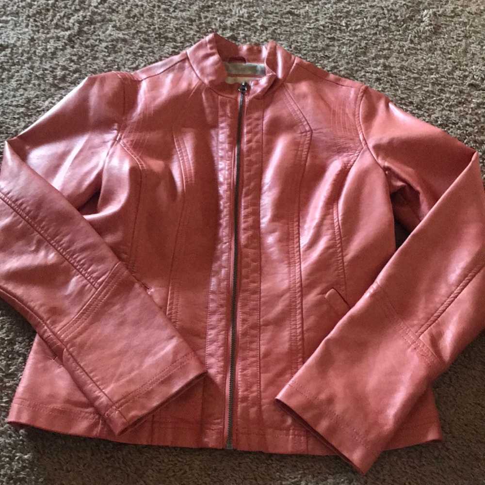 Salmon leather jacket